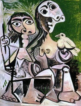Pablo Picasso Painting - Pareja al pájaro 2 1970 Pablo Picasso
